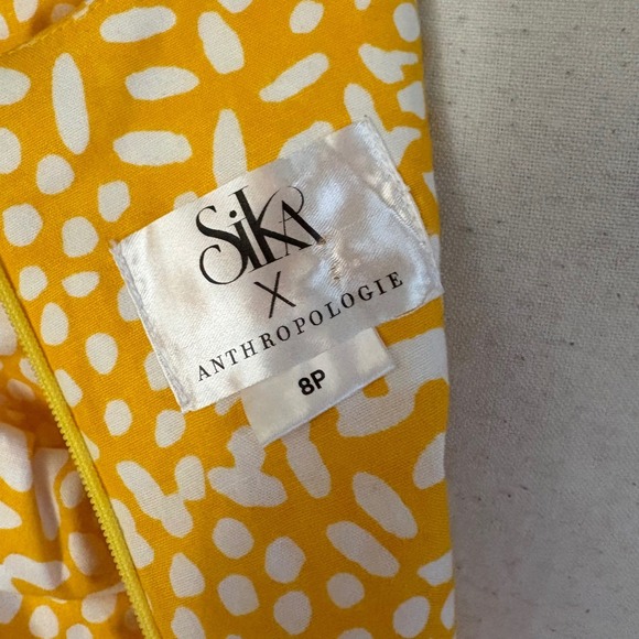 SIKA ANTHROPOLOGIE Marigold Ruffled Maxi Dress Spot Size 8P - Picture 8 of 11